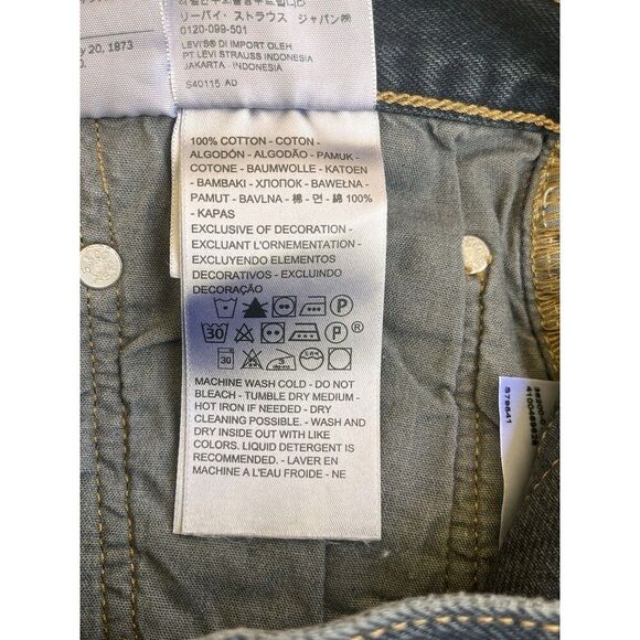 Levis Premium 501 High Rise Straight Leg Jeans 30x26 Blue Dark Wash 100% Cotton - Picture 10 of 13